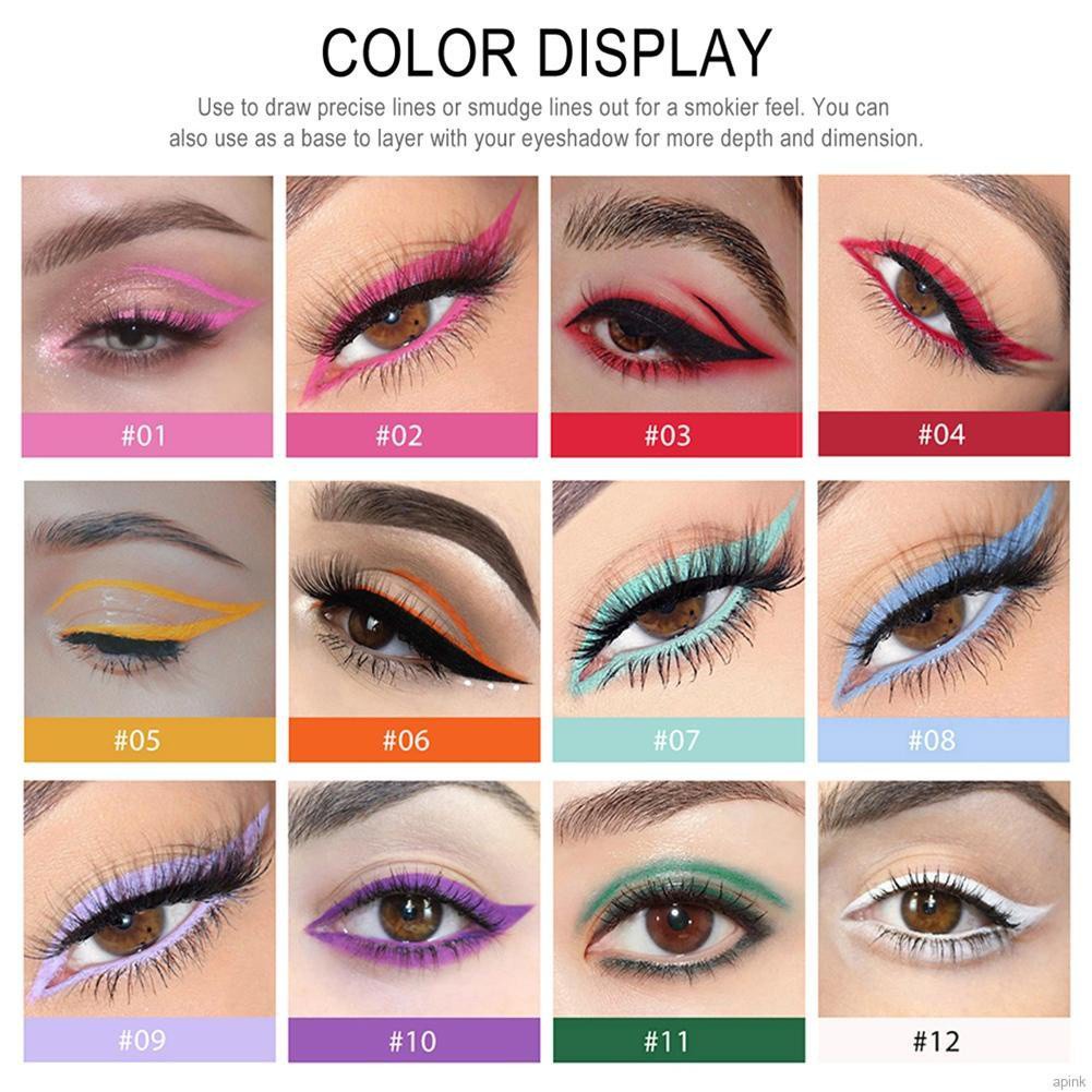 Bộ 12 Bút Kẻ Mắt handaiyan Màu Lì Lâu Trôi Chống Nước Chống Mồ Hôi Mau Khô