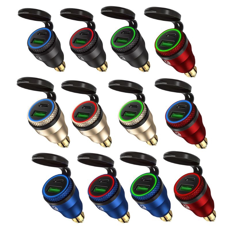 Bộ Sạc Nhanh Chống Nước 12v 24v Qc3.0 Usb Type C Pd Cho Xe Mô Tô Bmw Ducati Triumph