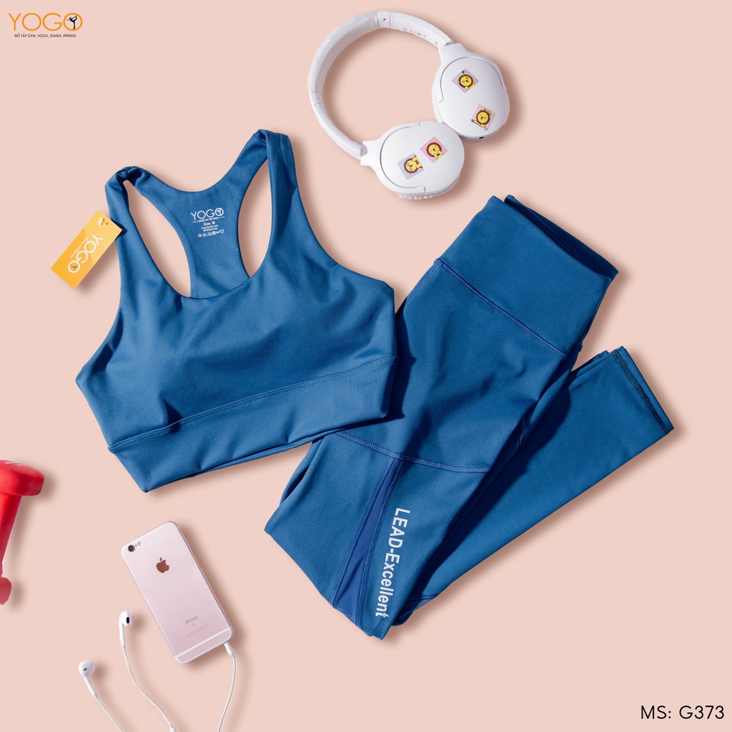 Set đồ thể thao nữ áo bra tập gym có đệm ngực quần legging cạp cao gen bụng nâng mông co giãn YOGO G373