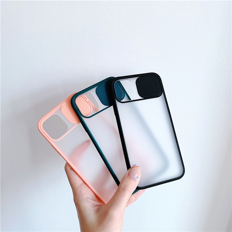 Ốp điện thoại Koosuk cứng nhám trong có nắp trượt bảo vệ camera cho VIVO Y50 Y30 Y30i Y20 Y20i Y20S Y11S Y12S