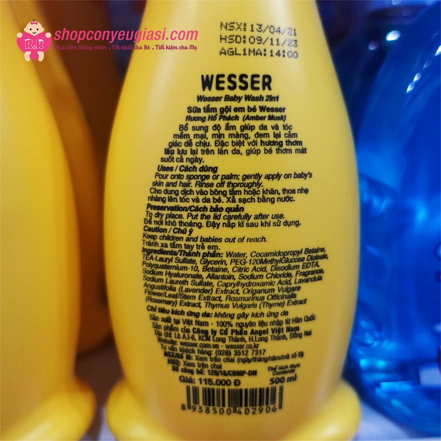 Sữa Tắm Gội Wesser Baby Wash 2 In 1 - 500ml