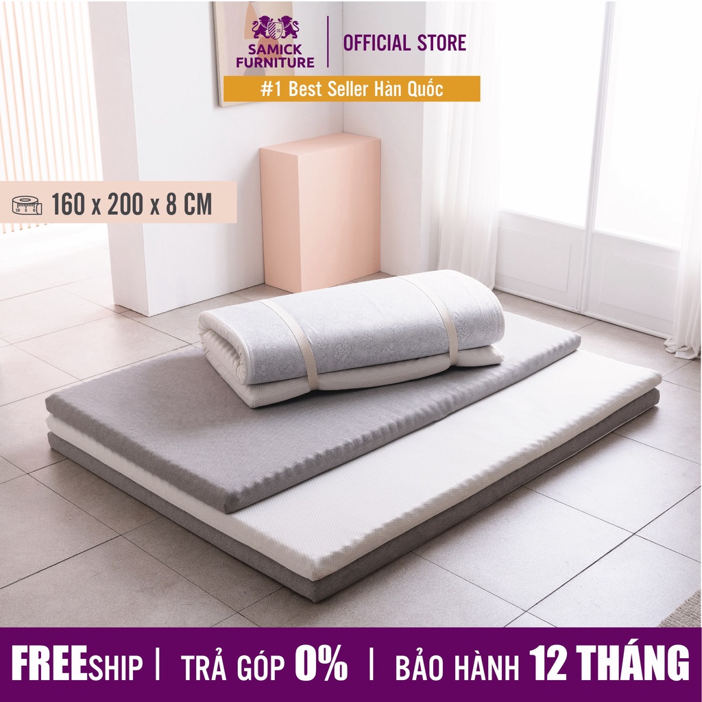 Nệm Topper Tấm Tăng Tiện Nghi Thoáng Mát 160x200x8cm SAMICK COMFY TOPPER nhập khẩu Hàn Quốc