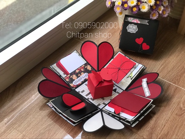 Hộp quà love box 10cm màu đỏ