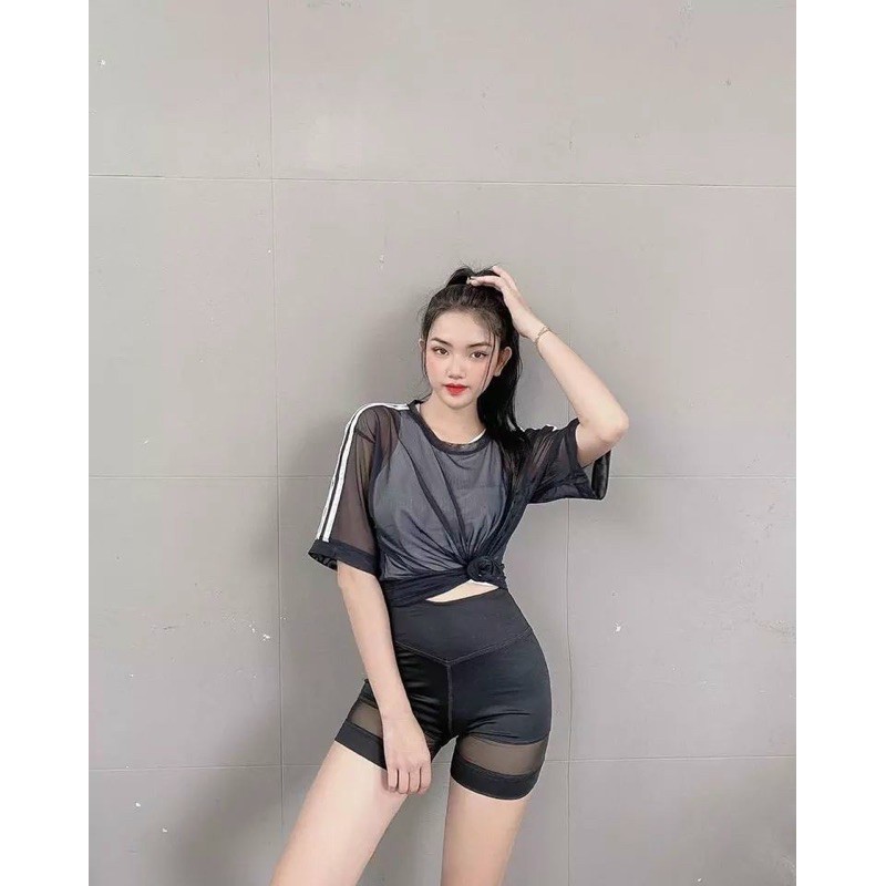 ÁO LƯỚI THỂ THAO NỮ - ÁO LƯỚI 3 SỌC MẶC NGOÀI TẬP GYM NỮ SIÊU XINH