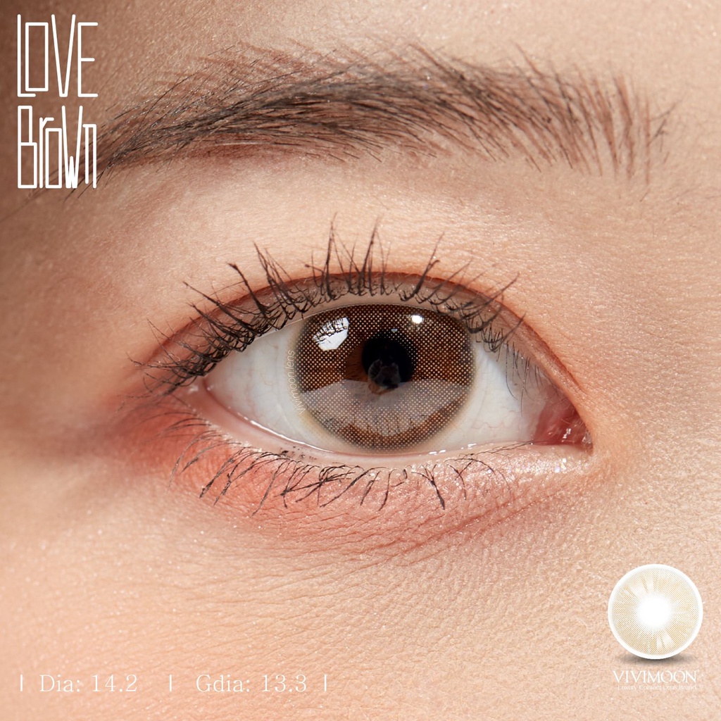 Lens Cận Nâu Tây Trong Veo Cho Mắt Thở Love Brown VIVIMOON 6 Tháng