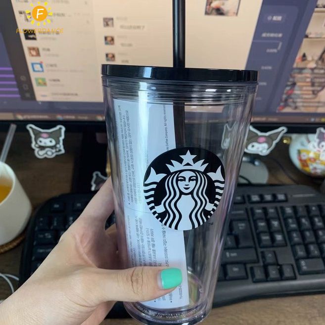 Starbucks Cốc Cốc Cốc Lạnh Trong Suốt Starbucks Tumbler Thoáng Khí Phẳng Cốc Cốc Cà Phê Cốc Cốc Cốc Du Lịch với Rơm và Cổ Điển Nàng Tiên Cá Logo nhựa uống cup FLOWERDANCE