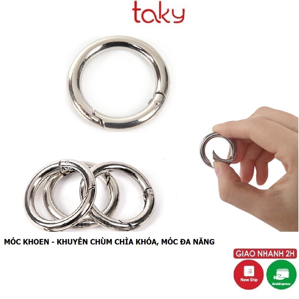 Set 3 Vòng Khoen - Taky, Móc Tròn Kim Loại, Chùm Khóa Trơn Kim Loại Màu Bạc, Treo Chùm Chìa Khóa, Móc Đa Năng - 5070