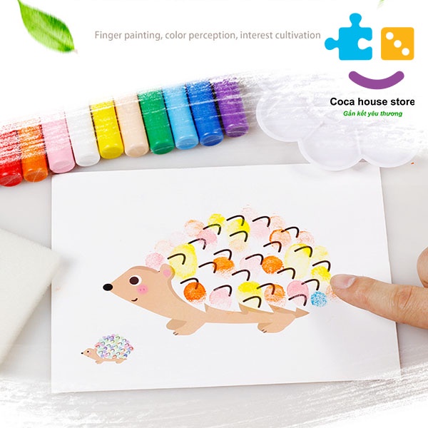 Bộ tranh màu tô bằng vân tay, sách ảnh 60 trang hình ảnh đơn giản, sáng tạo cho bé, Đồ chơi giáo dục