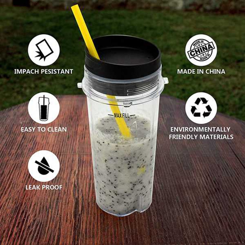 Set 2 Cốc Đánh Trứng 16 OZ Kèm Nắp Đậy Thay Thế Cho Ninja BL660 BL770 BL740 / QB3000 / BL810
