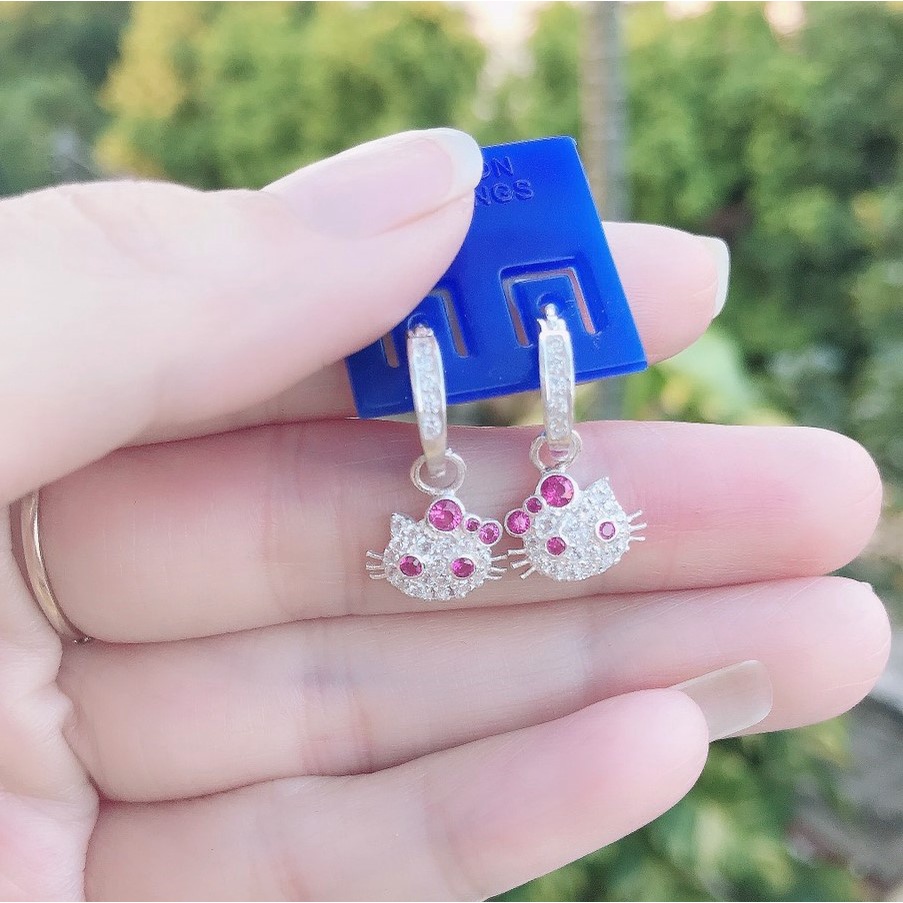 Bông tai bạc hình mặt mèo cực đáng yêu, chất liệu bạc cao cấp - Trang sức Bạc Evasilver