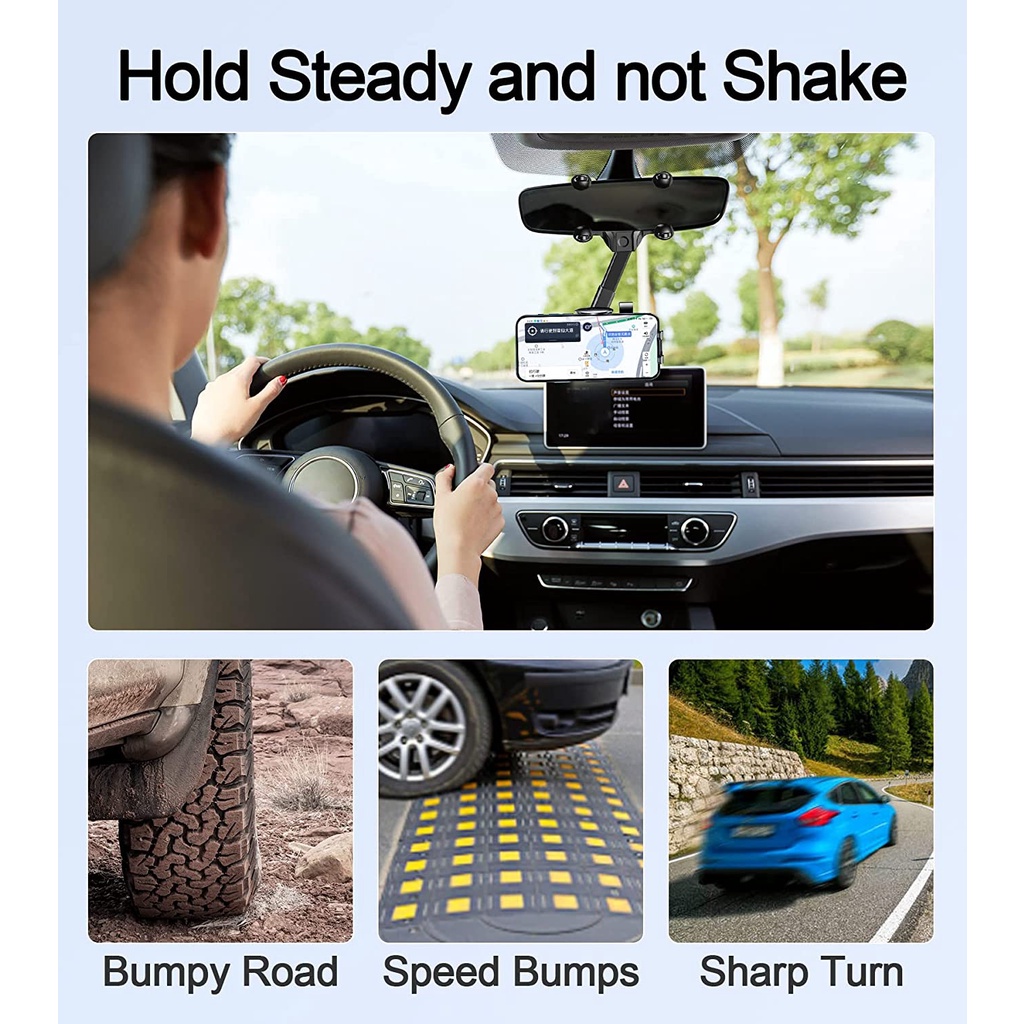 360 Mới° Giá Đỡ Điện Thoại/GPS Xoay Được Thông Dụng Cho Gương Chiếu Hậu Xe Hơi