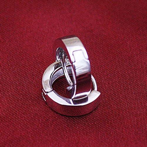 Bông tai tròn mạ bạc thời trang cho nam và nữ