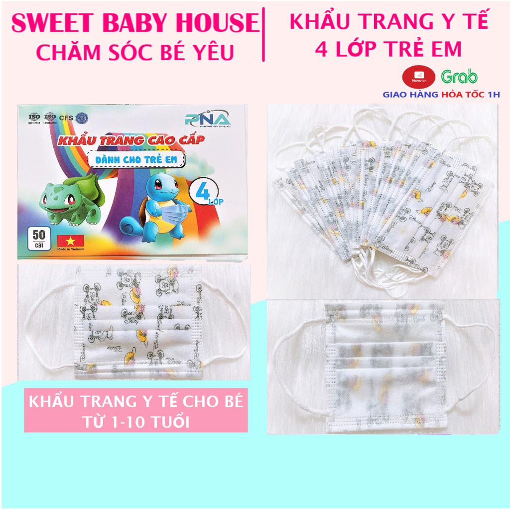 Khẩu trang y tế 4 lớp hộp 50 cái cho bé - Chính hãng Phương Nam Anh