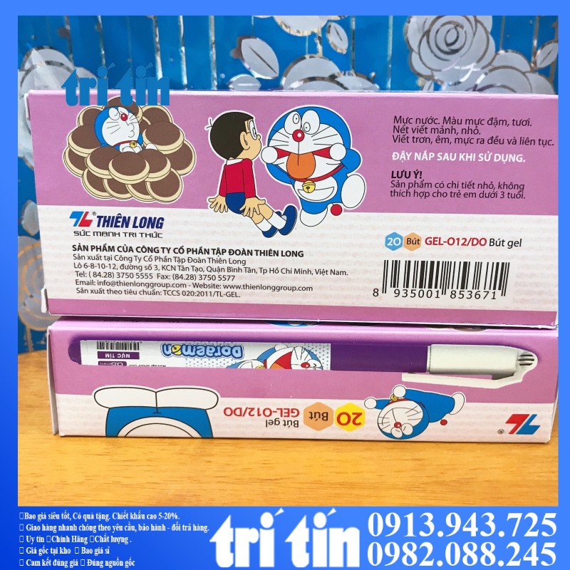 BÚT Mực TÍM DORAEMON  NGÒI SẮT GEL-012/DO { MÀU TÍM} CHÍNH HÃNG