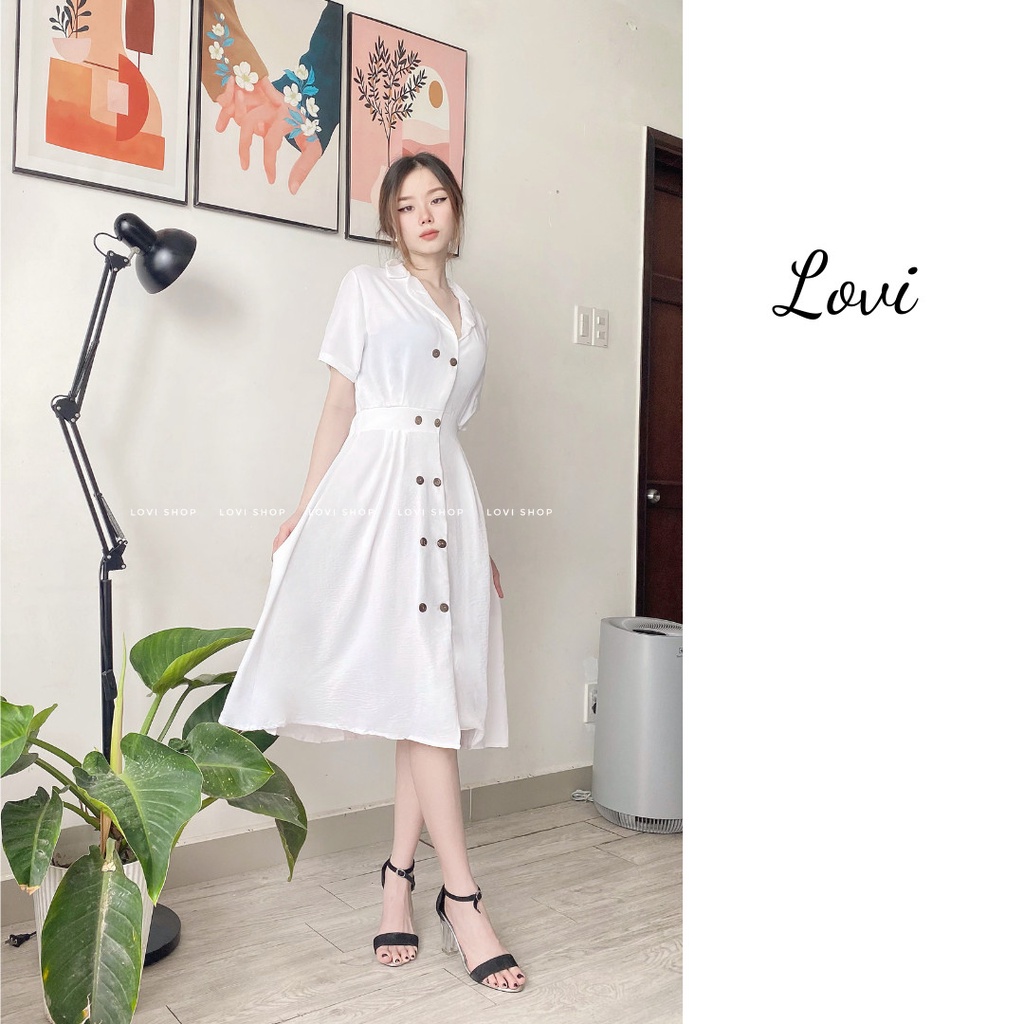 Maxi nút gỗ cổ vest Lovi