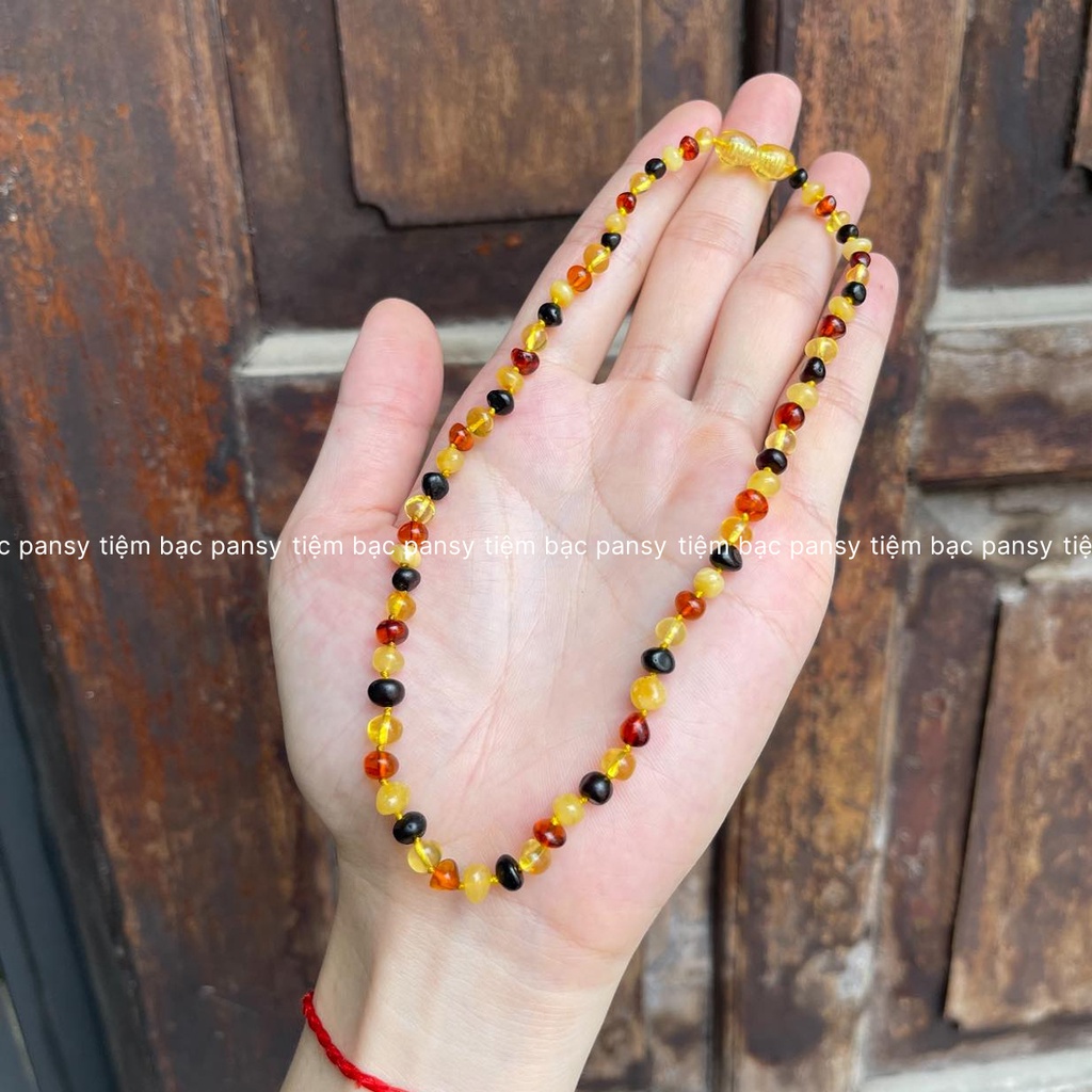 Vòng cổ hổ phách Amber tự nhiên cho bé PANSY - Dây chuyền trẻ em bằng hổ phách thật an toàn