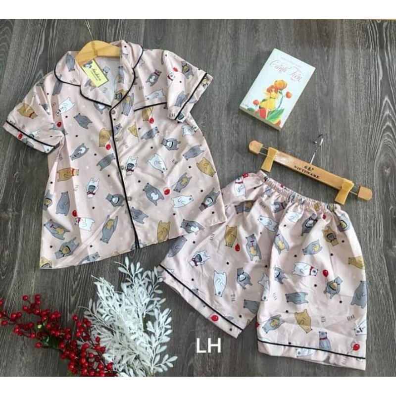 Bộ pizama kate tay cộc quần đùi cao cấp kèm ảnh thật ko | BigBuy360 - bigbuy360.vn