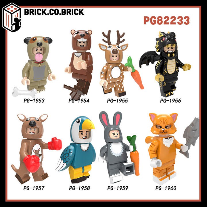 PG8223 Đồ chơi lắp ráp minifigure và bigfig nhân vật lego các nhân vật hóa trang động vật.