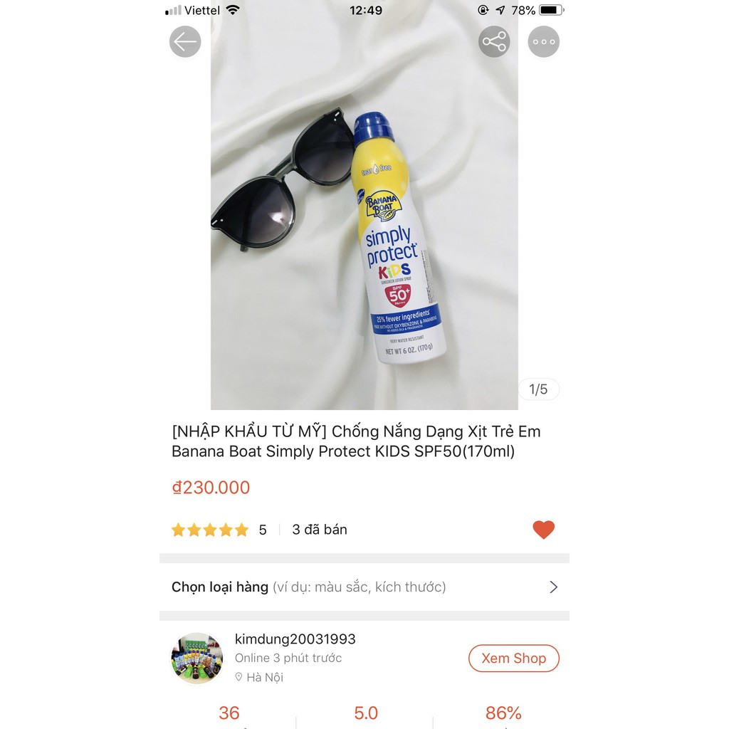[USA 12/2024 ] XỊT CHỐNG NẮNG CHO TRẺ EM BANANA BOAT SIMPLY PROTECT KIDS SPF50-170ML