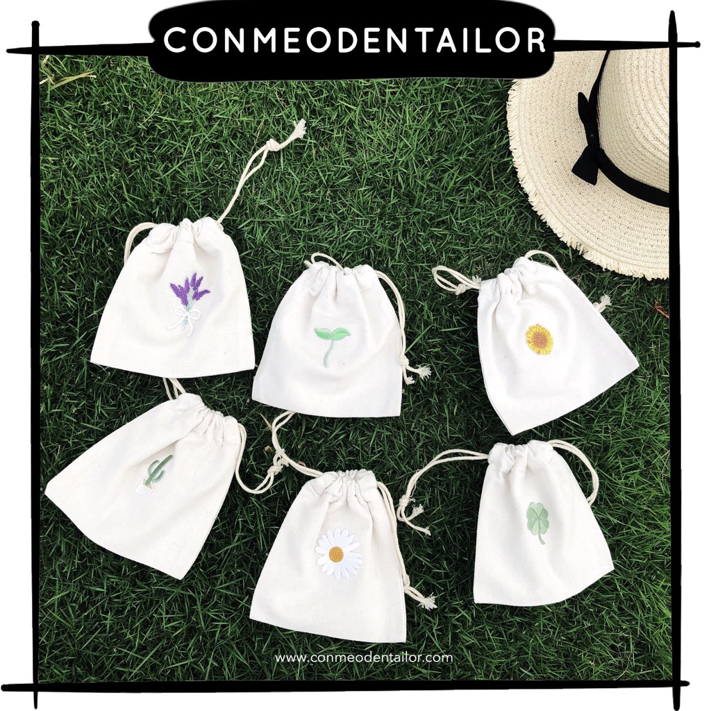 CONMEODENTAILOR Túi vải rút HOA LÁ