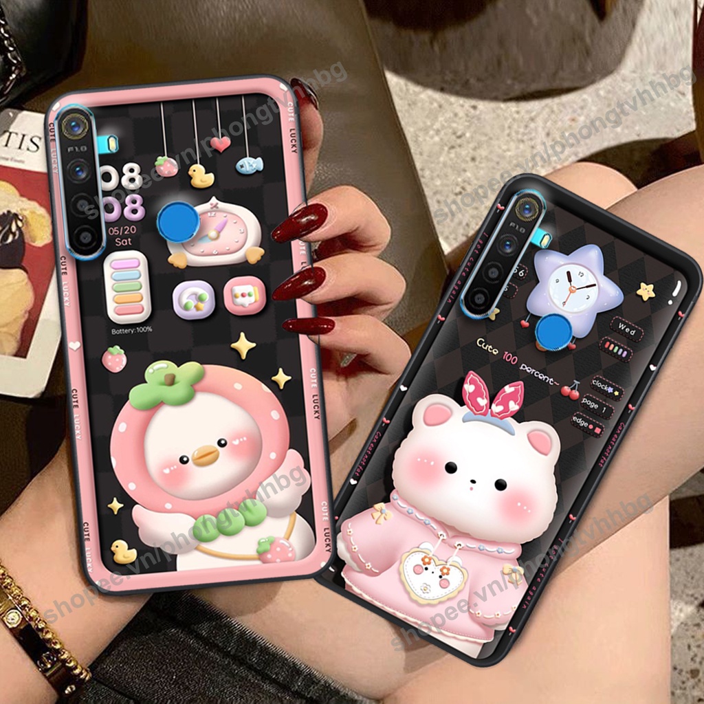 Ốp lưng Realme 5 / REALME 5I / Realme Q / REALME 5 Pro / REALME C3 gấu,thỏ trắng , đồng hồ dễ thương cute cực đẹp
