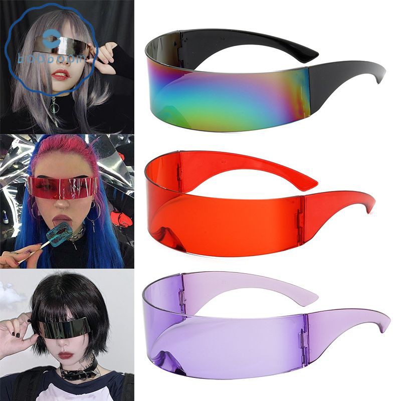 Party Glasses Visor Wrap Shield Large Mirror Sunglasses Riding Windproof Glasses Fashion Personality Glasses 【BOOBOOM】