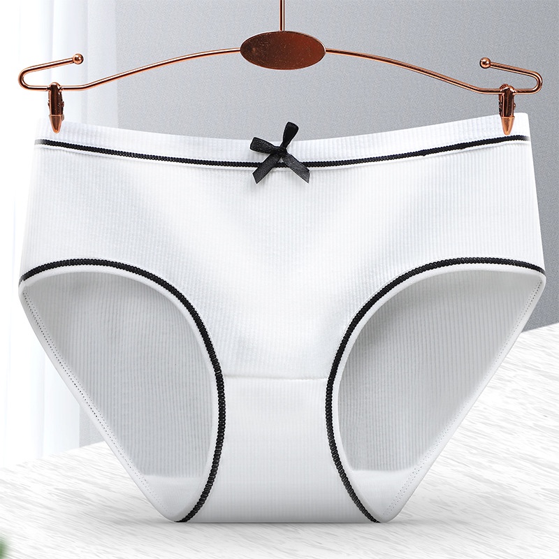 Quần lót cotton lưng vừa thoáng khí kháng khuẩn họa tiết dễ thương cho nữ