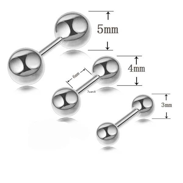 Set 5 khuyên tai hình thanh tạ 1.2mm (16G) thiết kế đơn giản cá tính