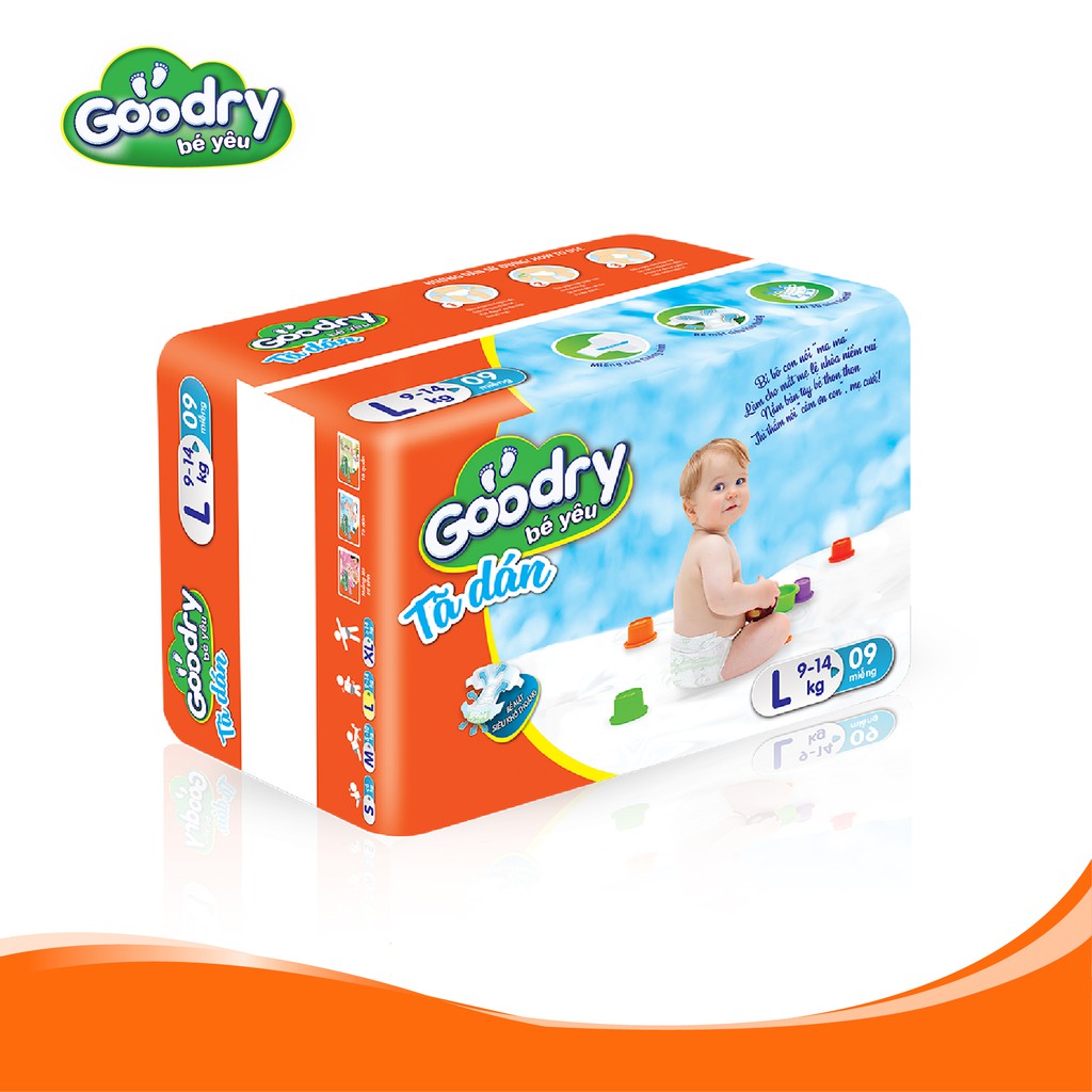 Tã dán Goodry size L09 công nghệ Nhật Bản màng đáy thoáng khí