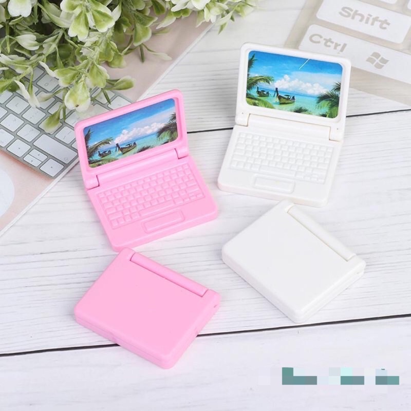 Mô hình laptop máy tính mini phụ kiện trang trí nhà búp bê