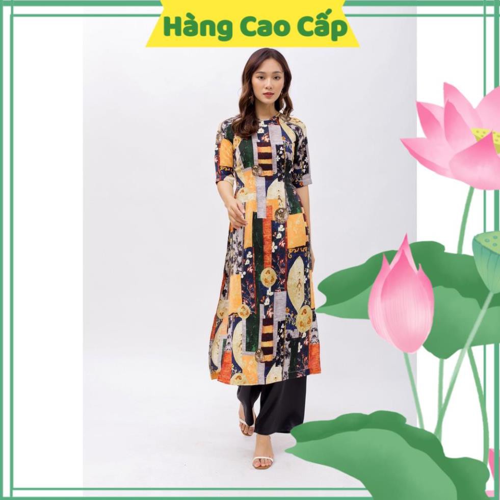 Áo Dài Cách Tân, Áo Dài Nữ Lụa Mango Cao Cấp Họa Tiết Lập Thể Nhiều Màu Hàng Thiết Kế Form Dáng Chuẩn.