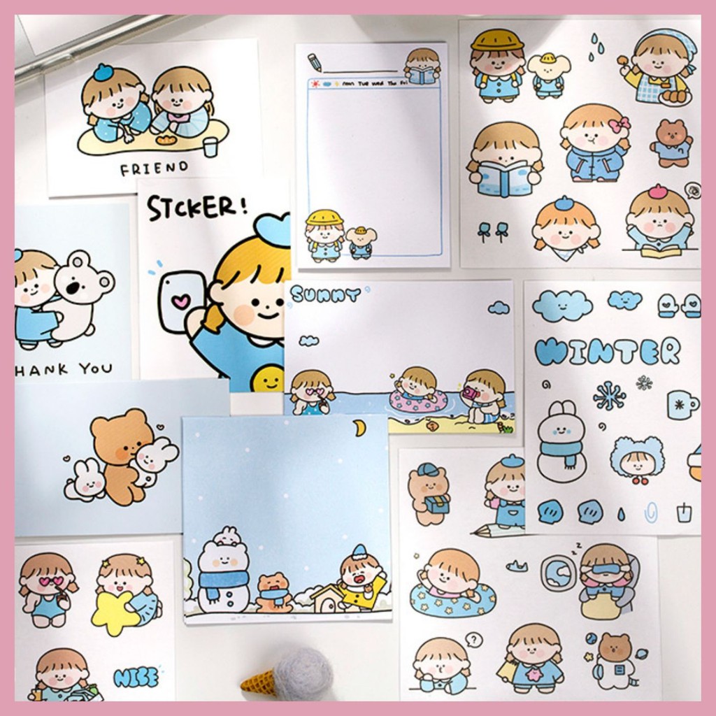 SET STICKER, GIẤY TRANG TRÍ LITTLE GIRL 4 MÀU