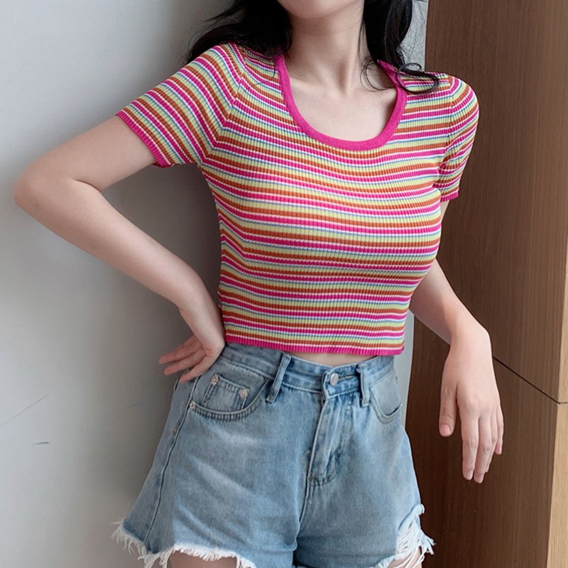 [Mã FAMAYWA giảm 10K đơn 50K] Áo thun cổ chữ U ngắn tay kiểu Hàn Quốc | BigBuy360 - bigbuy360.vn