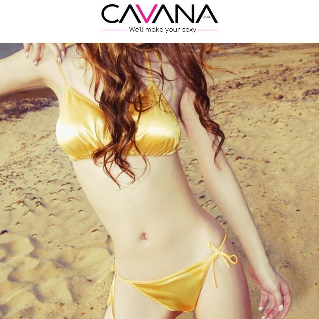 Bikini 2 mảnh, đồ bơi nữ sexy gợi cảm quần chíp tam giác da bóng ĐL14 - CAVANA STORE