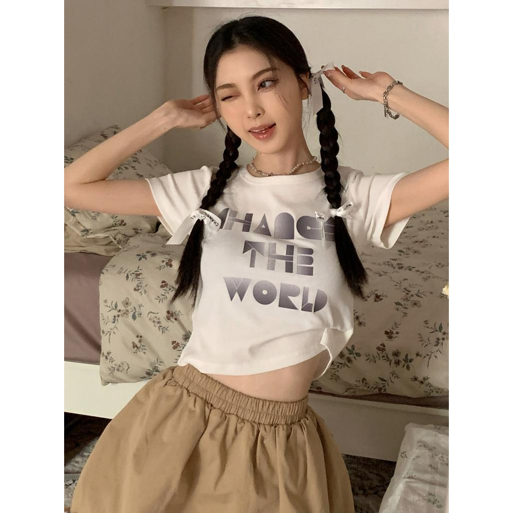 Áo Thun Cộc Tay Dáng Ôm In Họa Tiết 62568