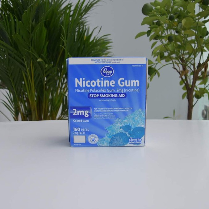 Kẹo cao su Kroger Nicotine Gum 2mg giúp cai thuốc lá, thuốc lào hiệu quả, 160 vien