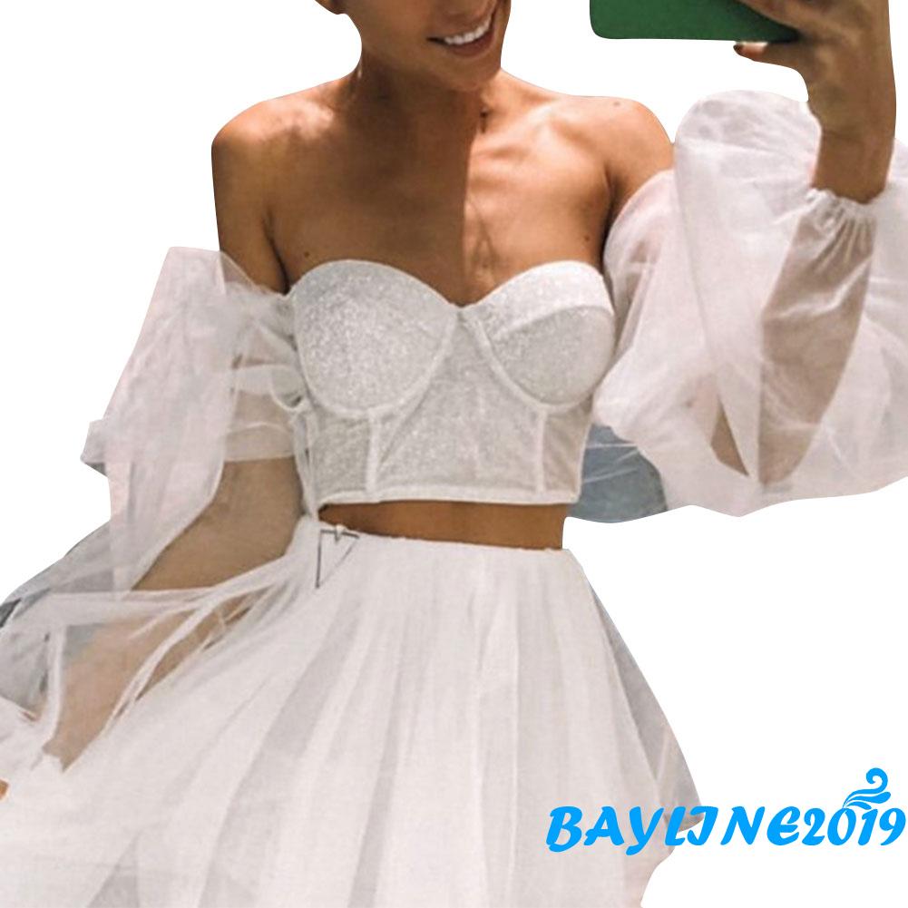 Áo Lửng Tay Dài Trễ Vai Quyến Rũ Cho Nữ