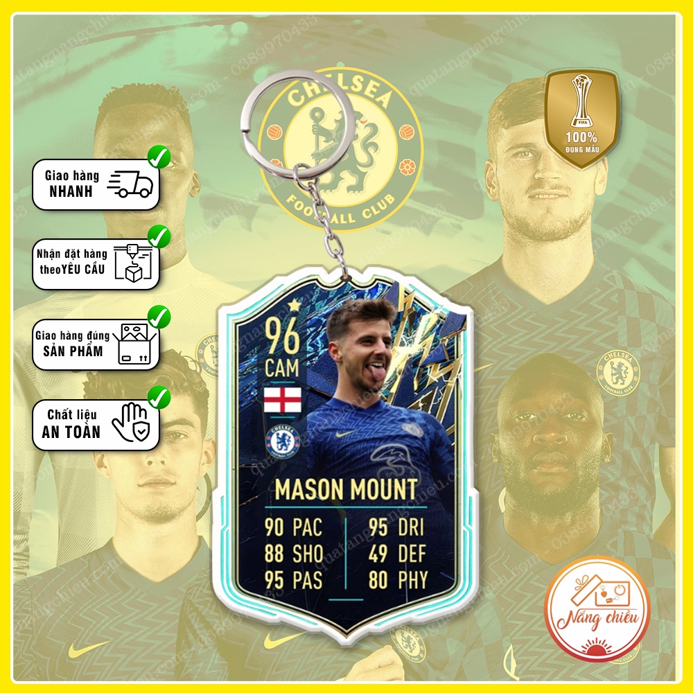 Móc khóa thẻ CLB bóng đa Chelsea - Thiết kế với mọi cầu thủ
