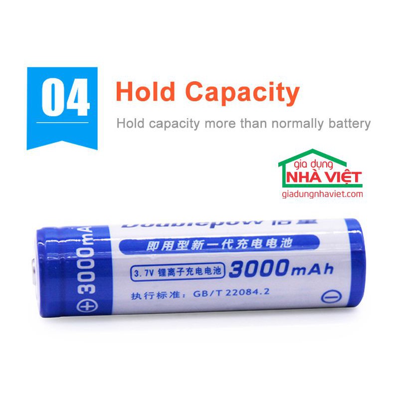 BỘ 2 PIN SẠC DOUBLEPOW 18650 3.7V 3000MAH