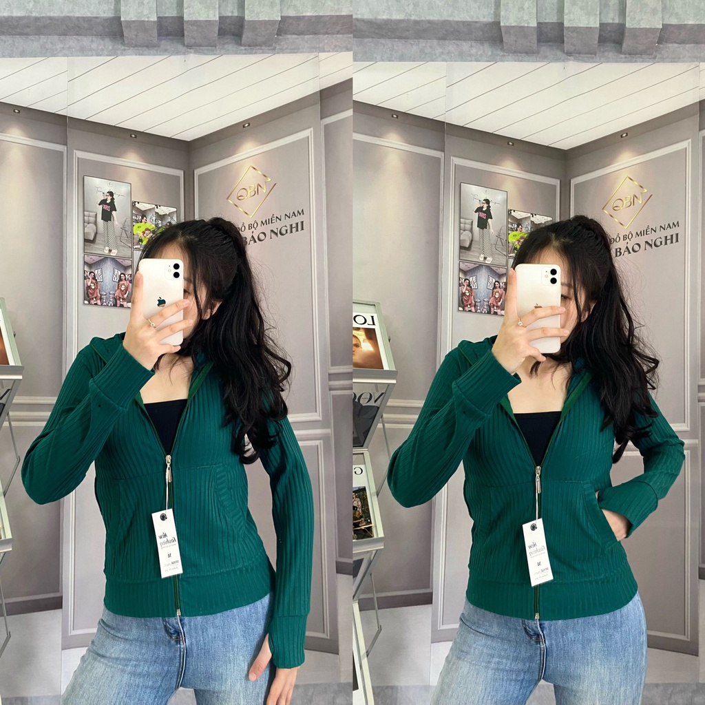 Áo khoác nữ form rộng chống nắng cao cấp có nón thun gân đũa 6 túi mềm mịn mát túi trong có dây kéo bigsize ESHOP AD02