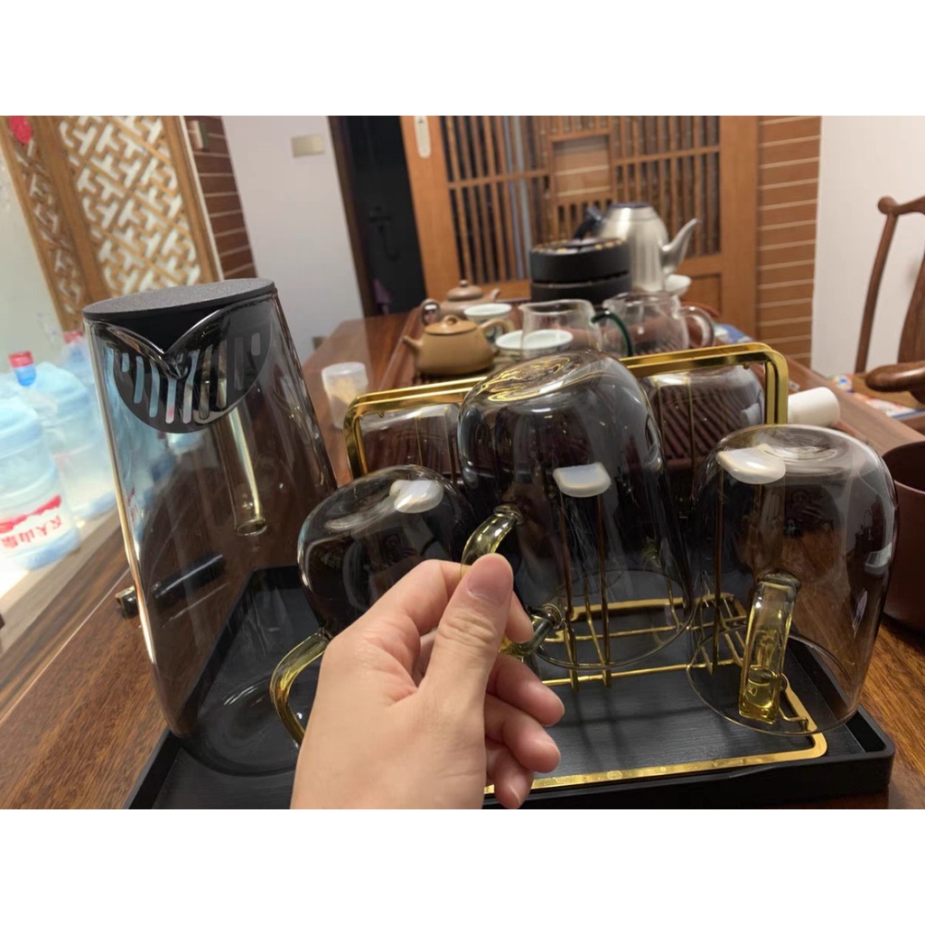 Bộ Bình Nước Thủy Tinh Borosilicat Màu Khói Sang Trọng