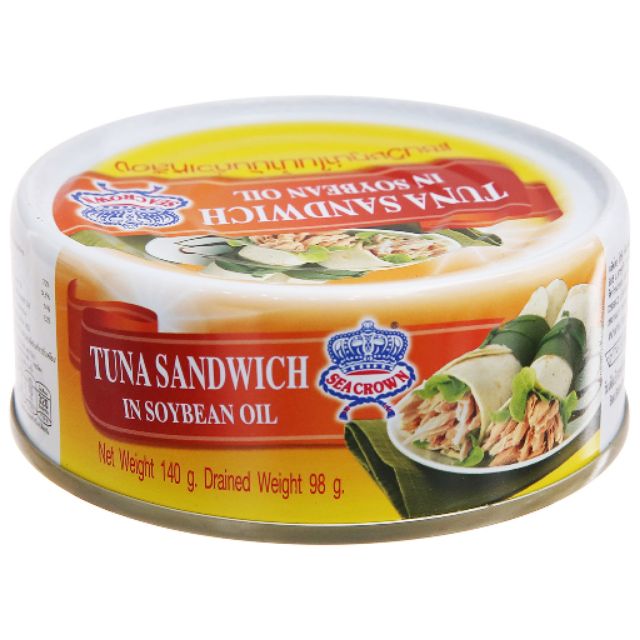 Cá Ngừ Xắt Lát Ngâm Dầu Đậu Nành Sea Crown – Tuna Sandwich In Soybean Oil 140g