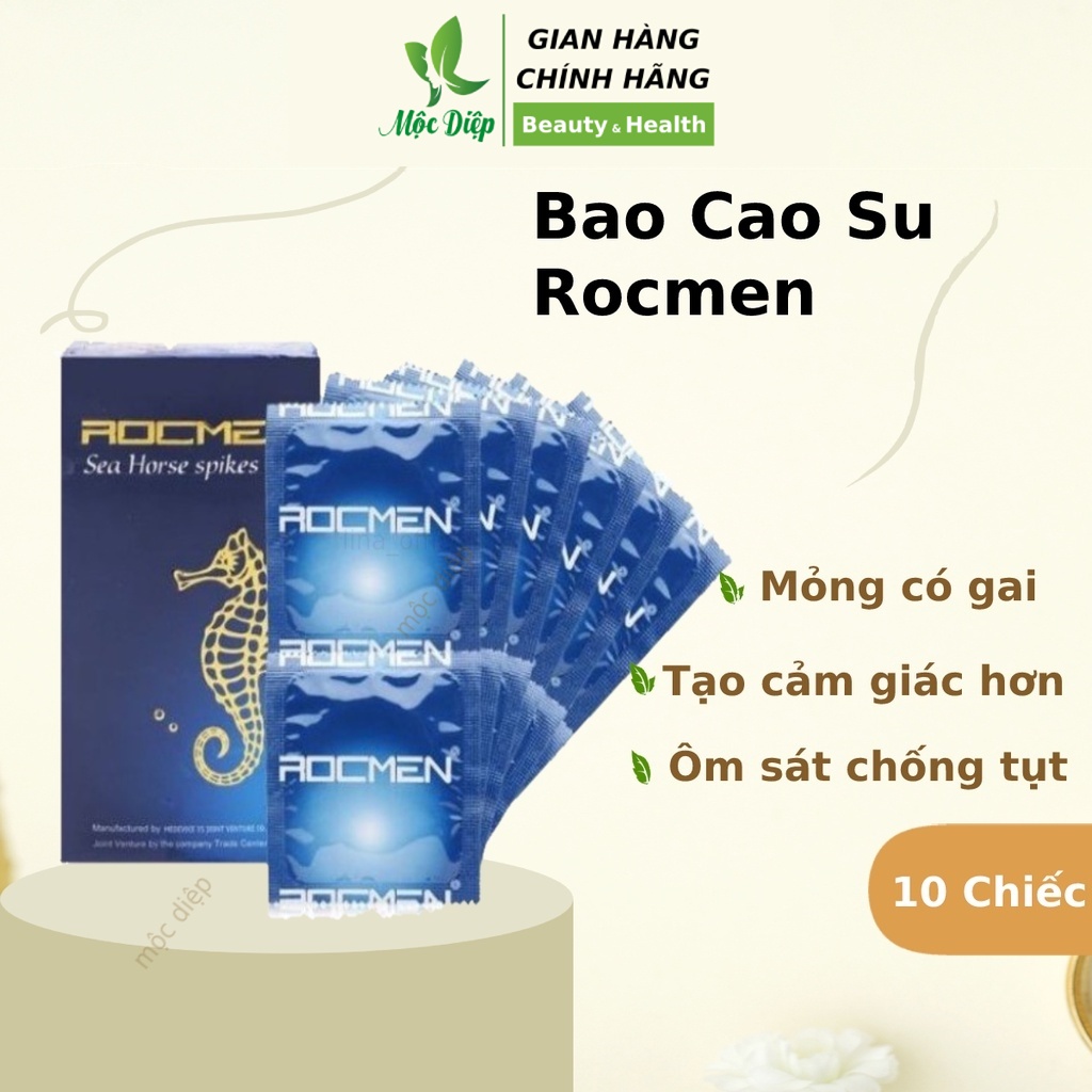 Bao cao su gai Rocmen 10 cái - bcs siêu mỏng ôm sát chống tụt kéo dài thời gian - Mộc Diệp