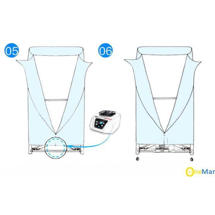 Tủ sấy quần áo mini gấp gọn khung inox 2 tầng có điều khiển từ xa cao cấp