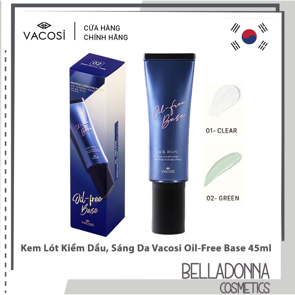 [HÀNG CHÍNH HÃNG] Kem Lót Trang Điểm Giúp Kiềm Dầu, Làm Sáng Da Vacosi Natural Studio Oil Free Base 45ml