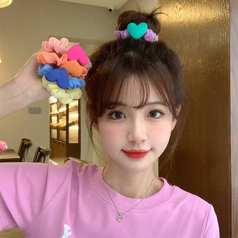 Dây Cột Tóc Scrunchies Co Giãn Nhiều Màu Sắc Ngọt Ngào Dễ Thương Cho Nữ