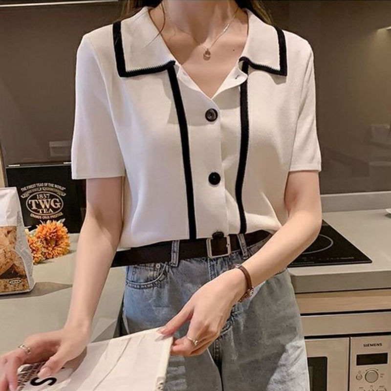 Áo polo ngắn tay dáng rộng xinh xắn dành cho nữ