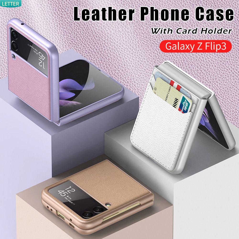 Ốp Điện Thoại Bằng Da Pu Nhiều Màu Sắc Chống Sốc Có Ngăn Đựng Thẻ Cho Samsung Galaxy Z Flip 3/Nhiều Màu Sắc