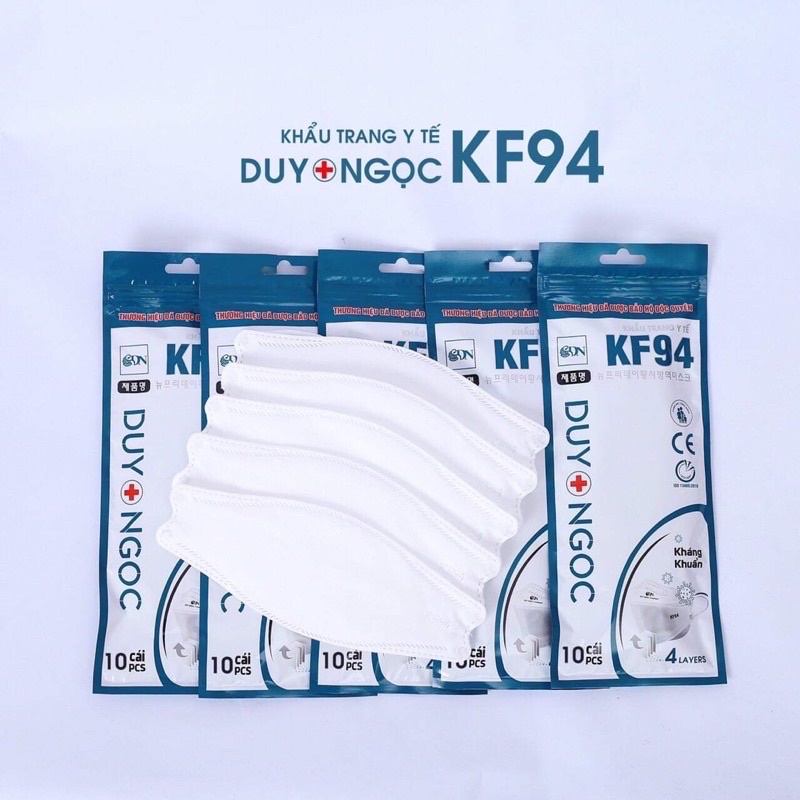 10 Khẩu trang KF94 chính hãng công nghệ Hàn Quốc chống bụi kháng khuẩn, khẩu trang 4D 4 Lớp