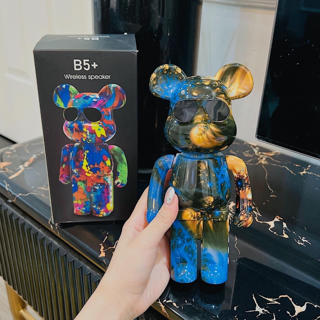 Loa bluetooth mini - Loa mini bearbrick bass mạnh giá rẻ B5+ chống nước với thiết kế cute dùng cả cho decor trang trí